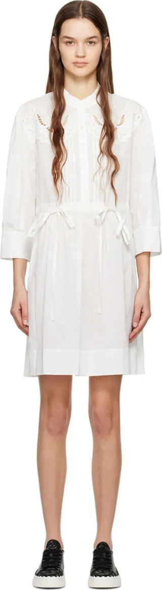 See by Chloé White Embroidered Minidress