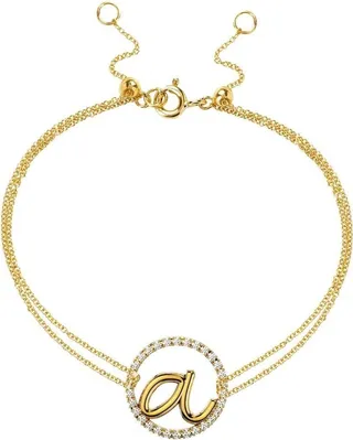 18kt yellow gold Love Letter A pavé diamond bracelet