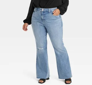 Women's High-Rise Flare Jeans - Ava & Viv™ Medium Wash 24