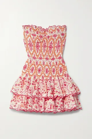 Charo Ruiz - Megan Strapless Broderie Anglaise Cotton-blend Mini Dress - Pink