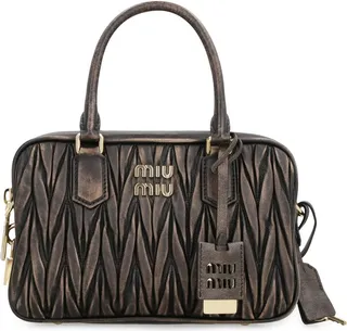 Miu Miu Matelassé Logo Plaque Tote Bag