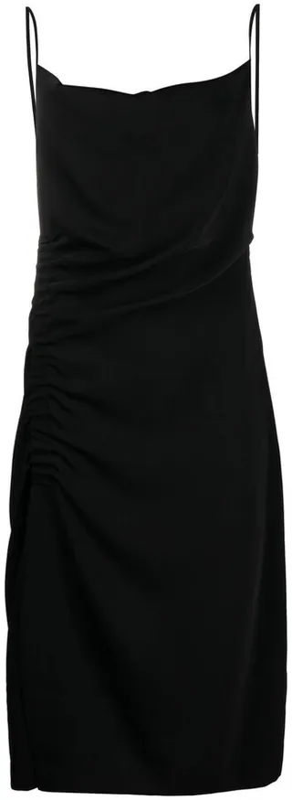 Side-Slit Gathered-Detail Midi Dress