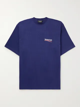 Oversized Logo-Embroidered Cotton-Jersey T-Shirt