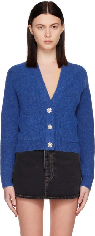 GANNI Blue Embellished Cardigan