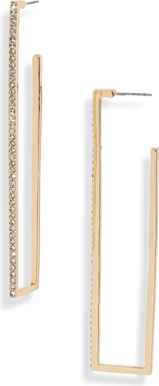 Crystal Pavé Rectangular Hoop Earrings