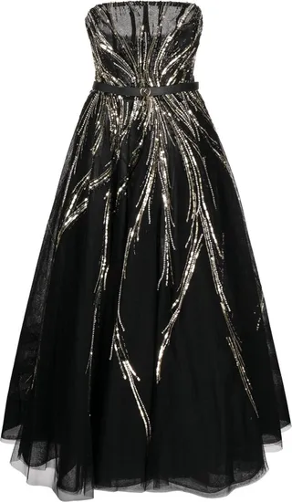 Beaded Mid-Length Tulle Dress