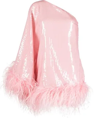 Piccolo Disco feather-trim sequinned minidress