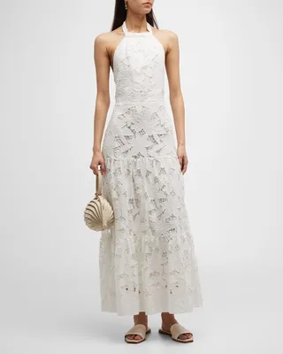 Hayden Floralis Tiered Lace Halter Maxi Dress