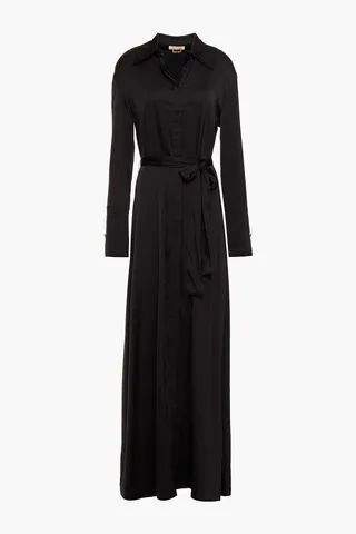 Domenica stretch-satin maxi shirt dress