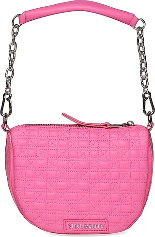 Steve Madden Moon Half Moon Quilted Crossbody (Pink) Handbags