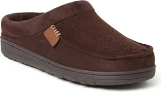 Dearfoams Mens Brendan Perforated Microsuede Moc Toe Clog