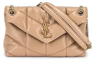 Saint Laurent Small Puffer Chain Bag in Tan