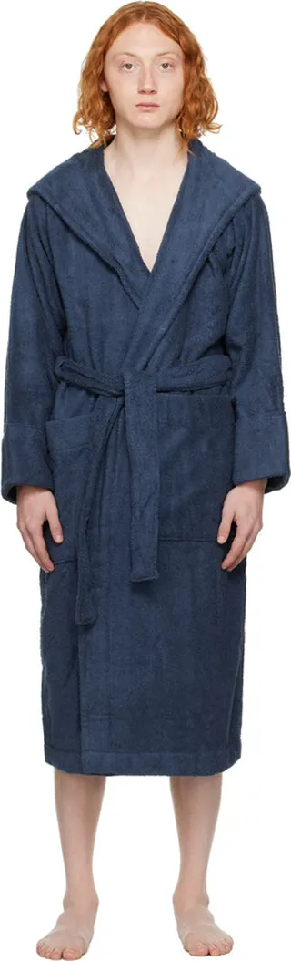 Tekla Navy Oversized Hooded Bathrobe