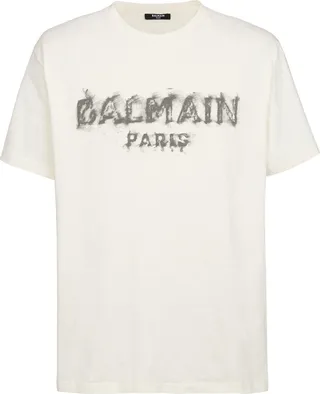 distressed logo-print cotton T-shirt