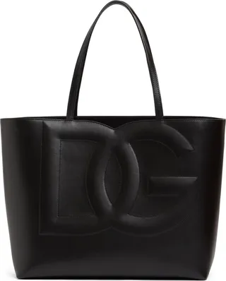 Large DG logo leather tote bag