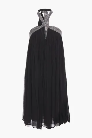 Jing crystal-embellished silk-georgette halterneck mini dress