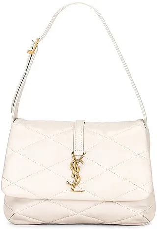Saint Laurent Le 5 A 7 Matelasse Shoulder Bag in Cream