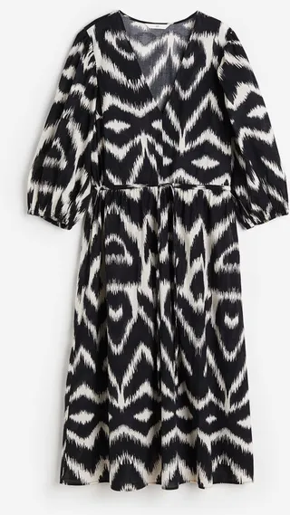 Balloon-sleeved Cotton Dress