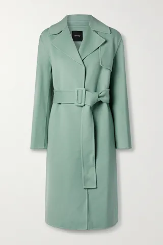 Theory - Belted Wool And Cashmere-blend Trench Coat - Green
