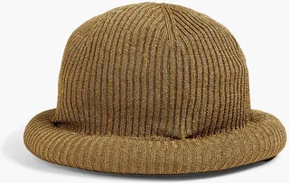 Metallic ribbed-knit beanie