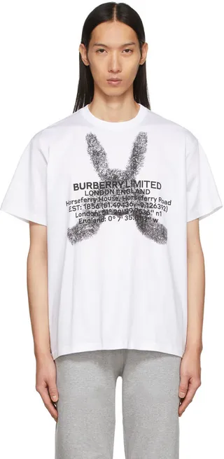 Burberry White Montage Print T-Shirt