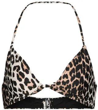 Leopard-print triangle bikini top