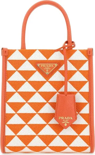Prada Logo Detailed Monogram Tote Bag