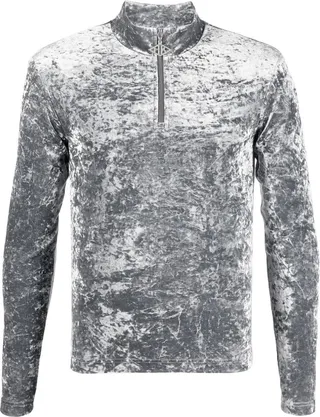 Crushed Velvet Zip-Front Jumper