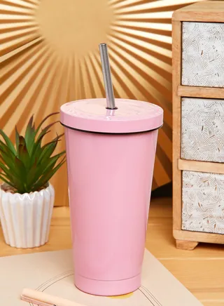 Stainless Steel Tumbler With Straw