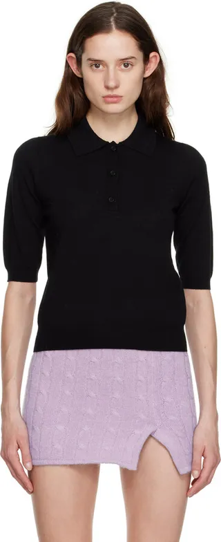 Filippa K Black Three-Button Polo