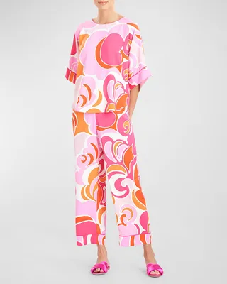 Nami Cropped Abstract-Print Pajama Set