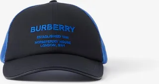 Burberry Horseferry Motif Cotton and Mesh Baseball Cap
