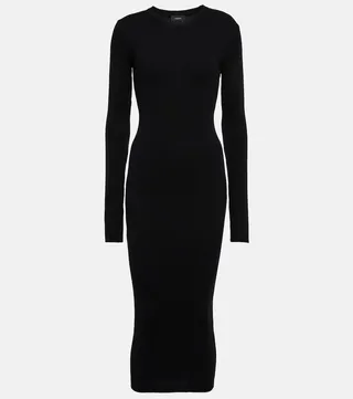 Ribbed-knit wool midi dress