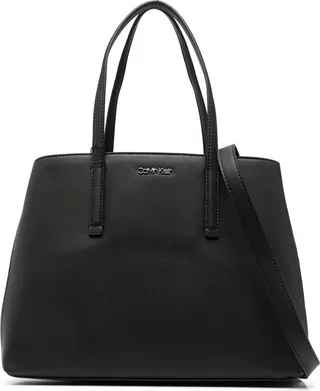Logo-Lettering Faux-Leather Tote Bag