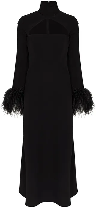 Odessa cutout feather-trim dress