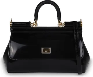 Dolce & Gabbana Small 'sicily' Shiny Leather Shoulder Bag