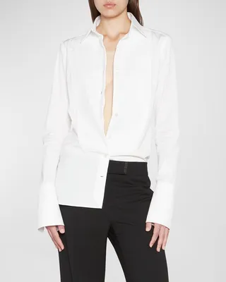 Plastron Bib-Front Cotton Poplin Shirt