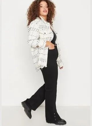 Black High Waist Leg Snaps Flare Jeans TBBAW23CJ00009