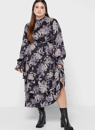 Floral Print Layered Dress