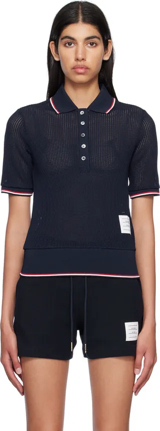 Thom Browne Navy Stripe Polo