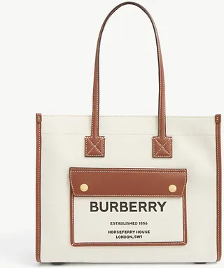 Womens Natural Tan Logo-print Cotton-canvas Tote bag
