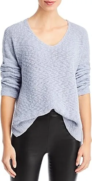 Eileen Fisher V Neck Boxy Slubbed Knit Sweater