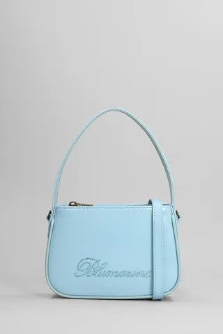 Hand Bag In Cyan Leather