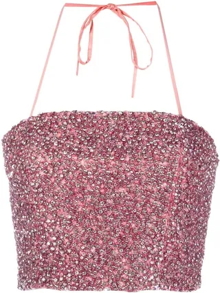 Ceresi crystal-embellished halterneck top