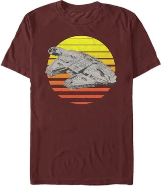 Men's Star Wars The Last Jedi Millennium Falcon Sunset T-Shirt - Cardinal - Large