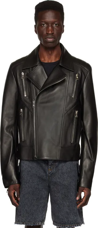 Balmain Black Leather Biker Jacket