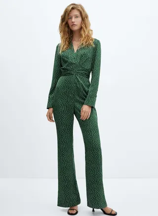 Printed Ruched Waist Jumpsuit