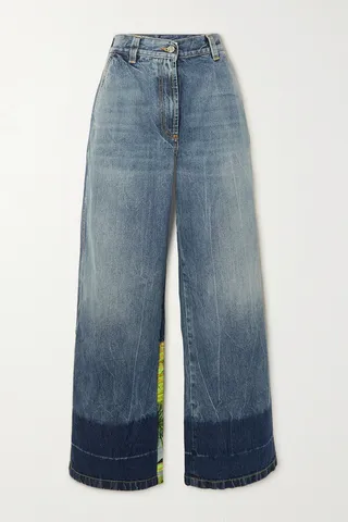 Palm Angels - Palm Paneled Printed Low-rise Jeans - Blue
