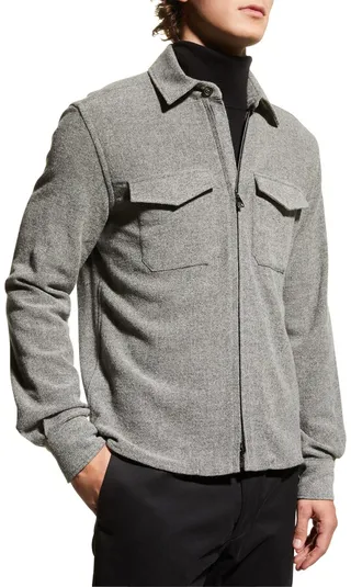 Men's Wool-Blend Full-Zip Overshirt