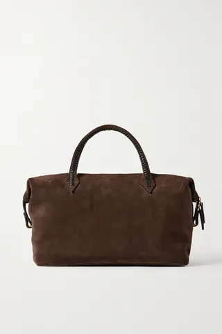 Métier - Perriand City Medium Braided Leather-trimmed Suede Tote - Brown